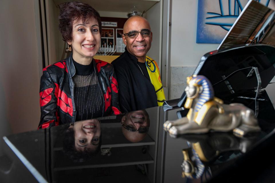 Afa Dworkin, 47, Sphinx Organization president and artistic director and Aaron Dworkin, 53, founder of Sphinx, photographed at their home in Ann Arbor Thursday, Jan. 18, 2024.