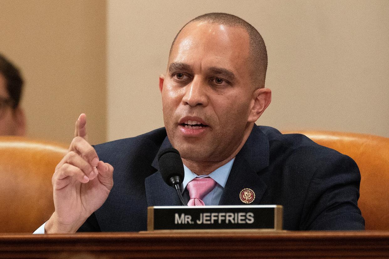 US House Judiciary Committee member Rep. Hakeem Jeffries delivers an opening statement during a committee markup hearing with Rep. Jamie Raskiin (D-MD) on the articles of impeachment against President Donald Trump in the Longworth House Office Building on Capitol Hill on 11 December, 2019 in Washington, DC.  (Getty Images)