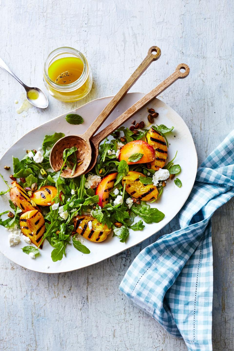 Grilled Peach-and-Arugula Salad with Feta