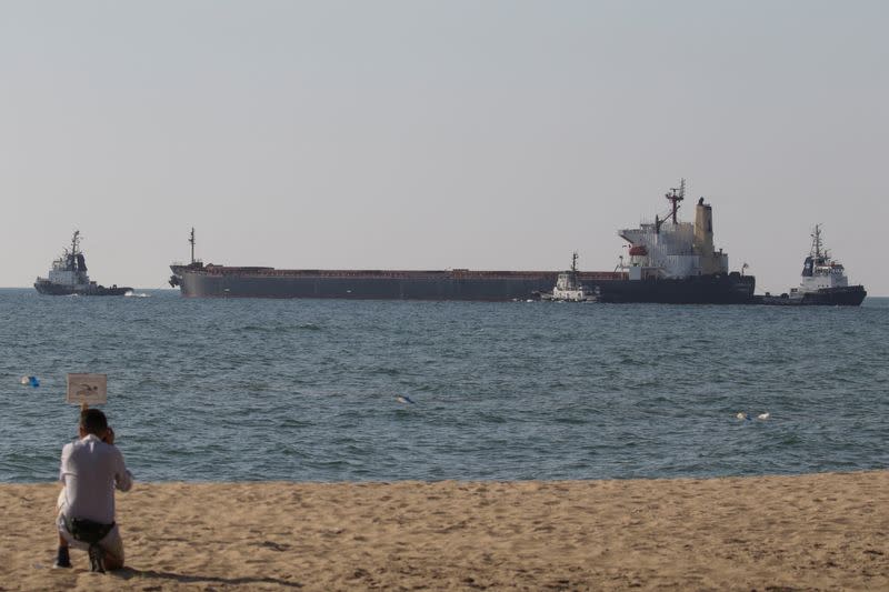 The bulk carrier Ocean Lion leaves the sea port in Chornomorsk