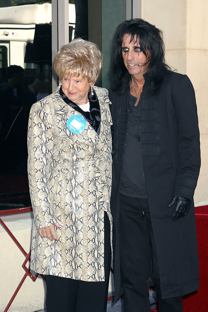 <p>Alice Cooper, with his mother, receiving his star on the Hollywood Walk of Fame in Hollywood, CA 12/02/03. </p>