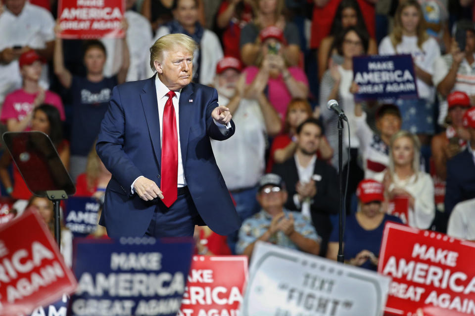 President Donald Trump after speaking during a campaign rally at the BOK Center, Saturday, June 20, 2020, in Tulsa, Oklahoma.