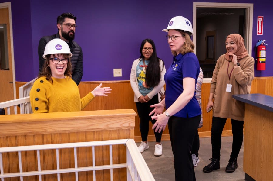 Lindsay Meeker, left, and Audrey Adamson of WIU-QC show off renovations for the new Rocky’s Play Space, a Spanish Bilingual Early Learning and Family Empowerment Lab in Moline.