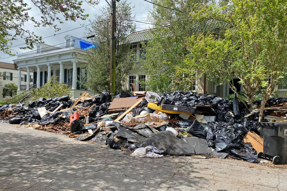 Image: Trash piled up on Bordeaux between St Charles and Pitt in New Orleans on Sept.16, 2021. (Courtney Creason / via Facebook)