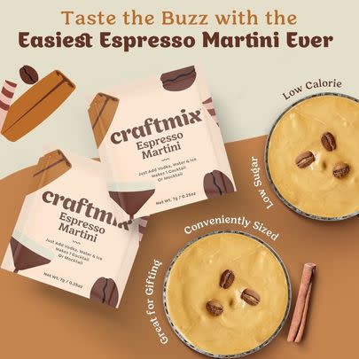 A set of espresso martini mix packets for 20% off