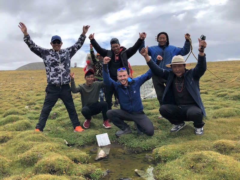 Dykes and his companions pose for a photo at the source of the Yangtze River. — Picture courtesy of National Geographic