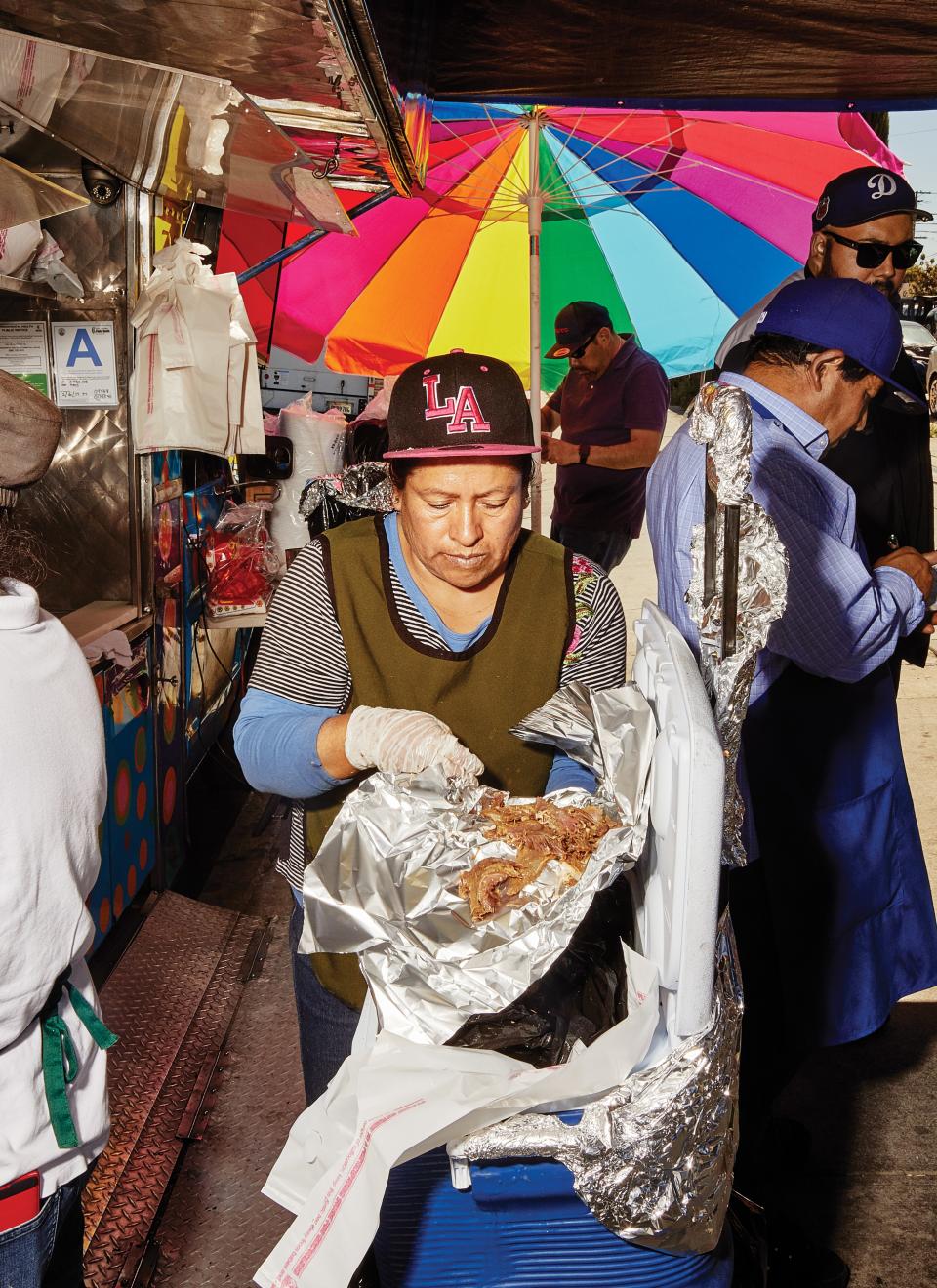 Serving up tacos at Quetzalcoatl.