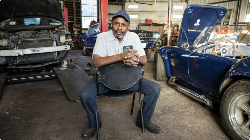 Hinga Mbogo is seen in his auto repair shop