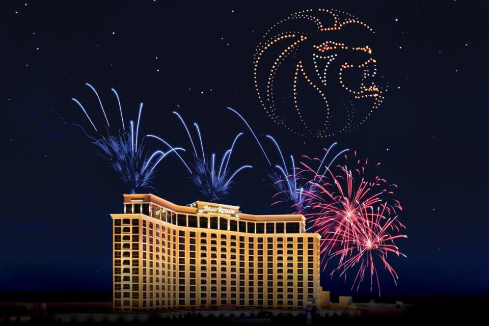 A 500-drone light show is the highlight of the 25th anniversary celebration at Beau Rivage Resort & Casino in Biloxi March 16.