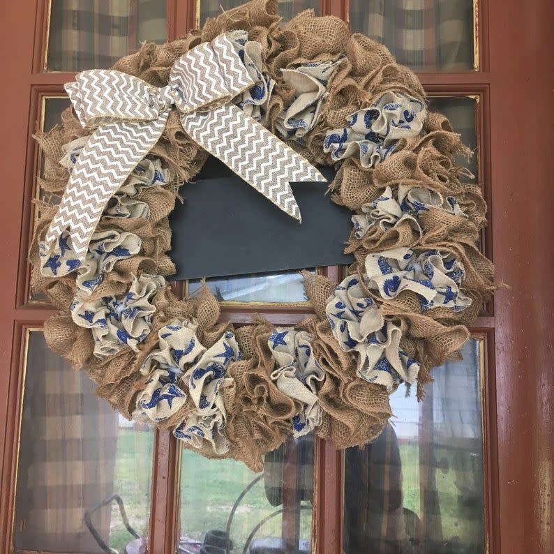 Nautical Burlap Ruffle Wreath