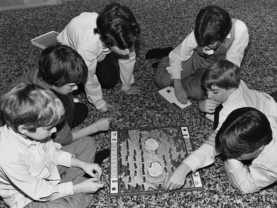 Boys playing Stratego in 1983.