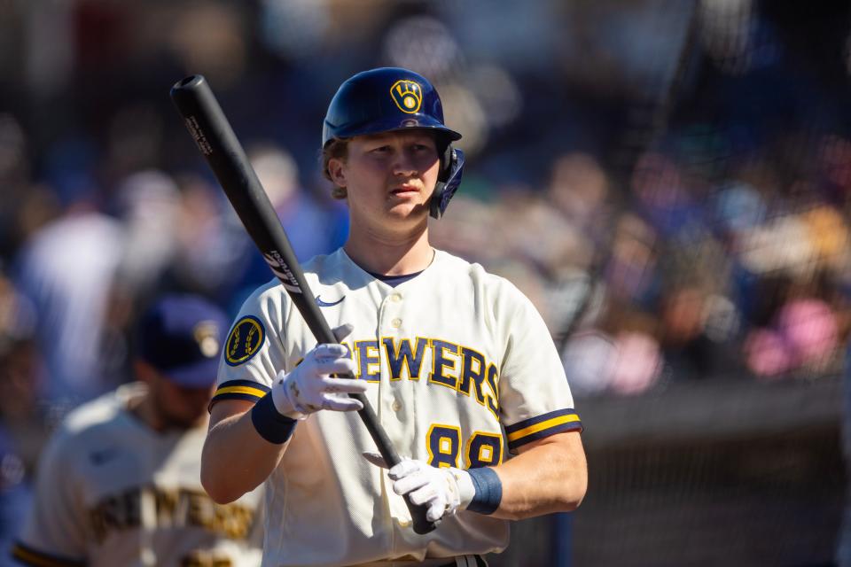 Entering Saturday, Joey Wiemer had started 11 spring games for the Brewers across the three outfield positions and played a team-high 64 innings.