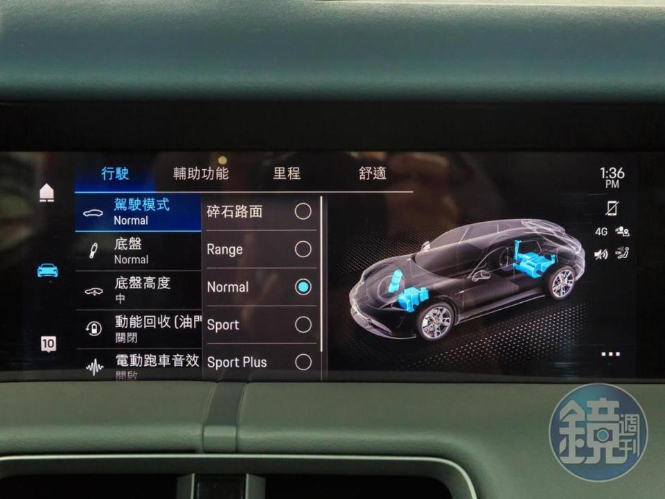 Taycan 4S Cross Tourismo搭載四輪驅動及主動式氣壓懸載系統，使在越野、非平坦道路上都能享受穩定的駕馭體驗。