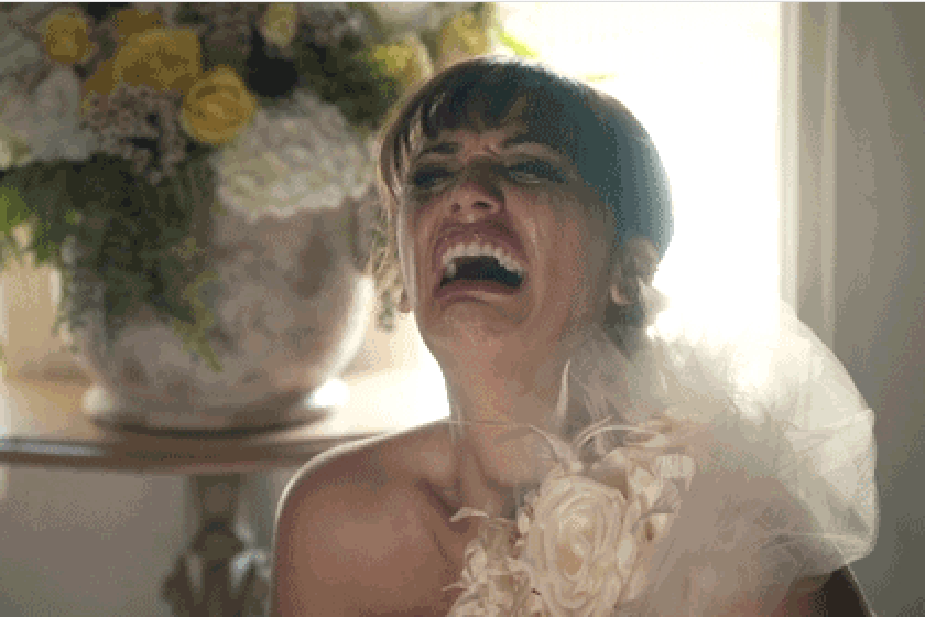 Bride crying