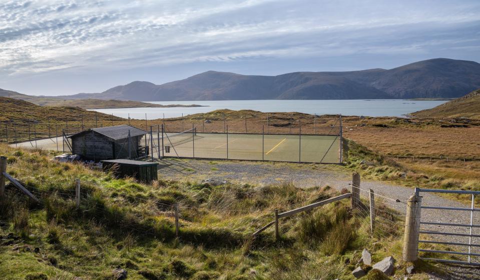 Nestled among the craggy hills of the Scottish Outer Hebrides, this pristine court is a bright pop against the weathered coastline. The toughest part of playing on these courts might be the stiff wind blowing in from the Sea of the Hebrides.