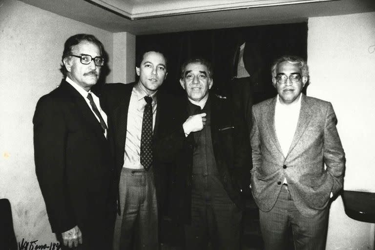 Carlos Fuentes, Rubén Blades, Gabriel García Márquez y Carlos Monsiváis