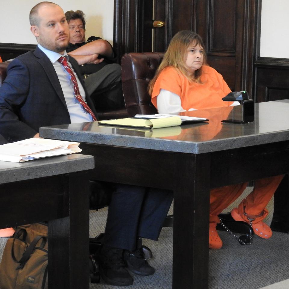 Attorney Matthew Mollica with client Elizabeth Walser Wednesday in Coshocton County Common Pleas Court. Walser received 30 months in prison for three counts of gross sexual imposition, third-degree felonies. She was originally indicted with three counts of rape, first-degree felonies.