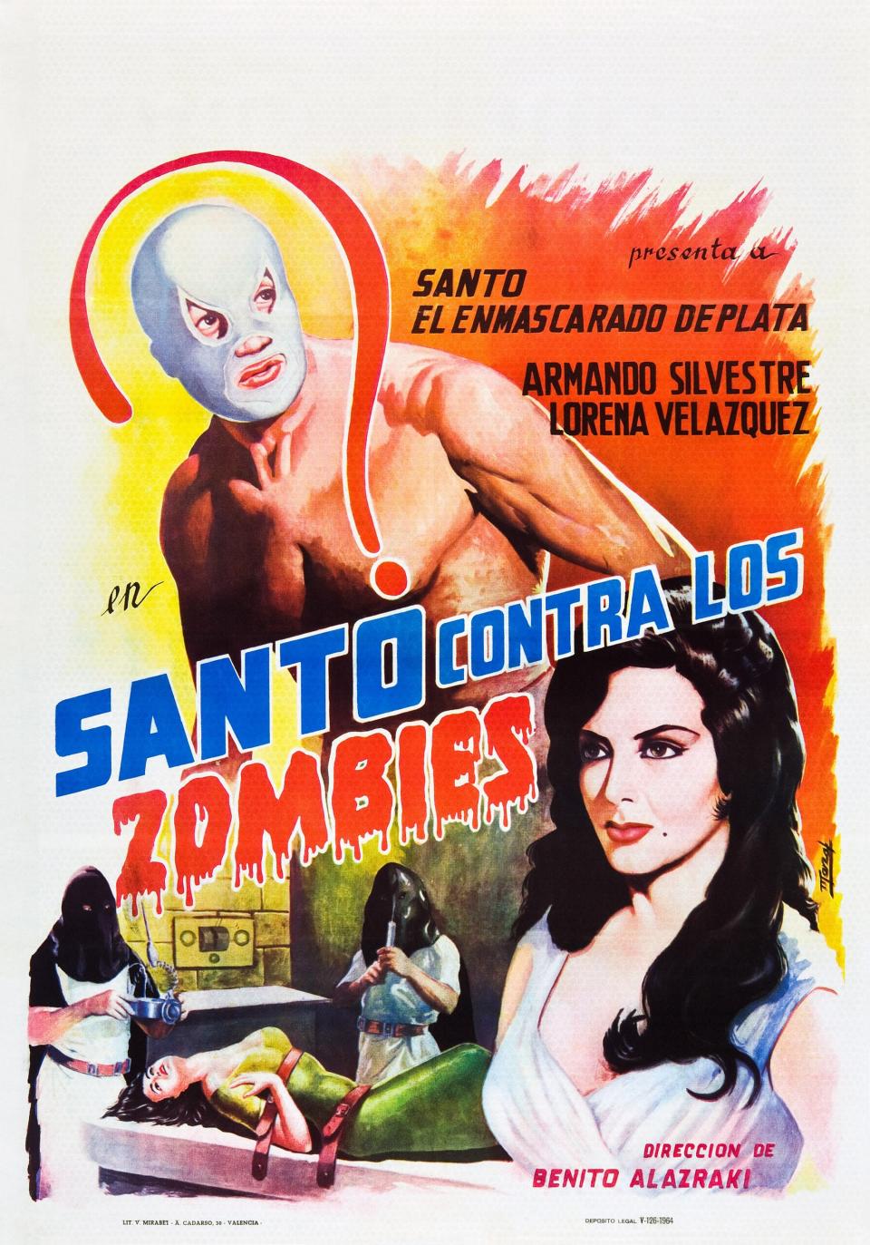 Póster de la película de 1962 'Santo contra los zombies' con Lorena Velázquez.  (Photo by LMPC via Getty Images)