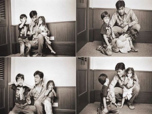 Childhood pictures of Suhana Khan and Aryan Khan with father Shah Rukh Khan (Image source: Instagram)