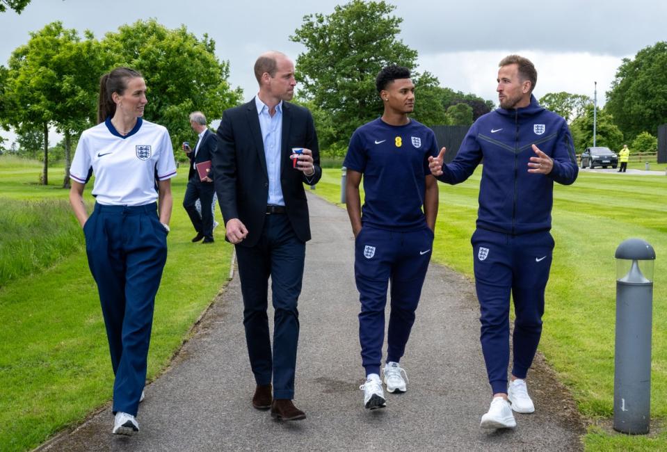 Jill Scott, the Prince of Wales, Ollie Watkins and Harry Kane (Paul Cooper/The Telegraph/PA Wire)