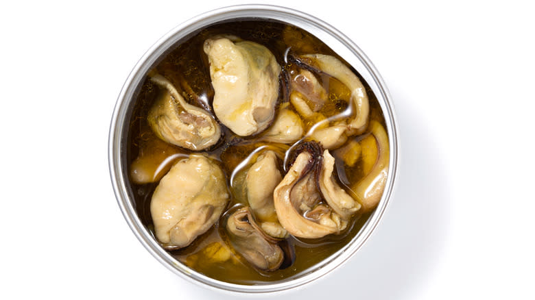 canned oysters with open lid