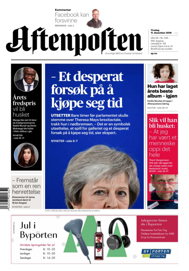 Aftenposten in Norway speaks of a “desperate measure to buy time” (Screenshot)