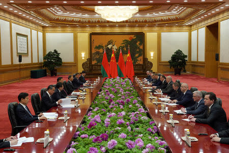 Chinese President Xi Jinping meets with Belarusian President Alexander Lukashenko during the Second Belt and Road Forum at the Great Hall of the People, in Beijing, China April 25, 2019. Andrea Verdelli/Pool via REUTERS