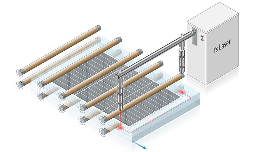 Imagen conceptual del panel solar soldado con láser de NREL.