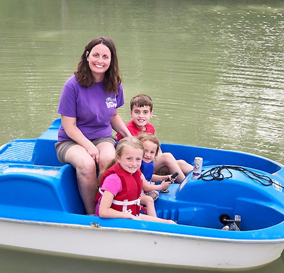 The Casson Family fishing outing with mom Rebecca, left, and Kenadee (front) Kaislee and Kasen.