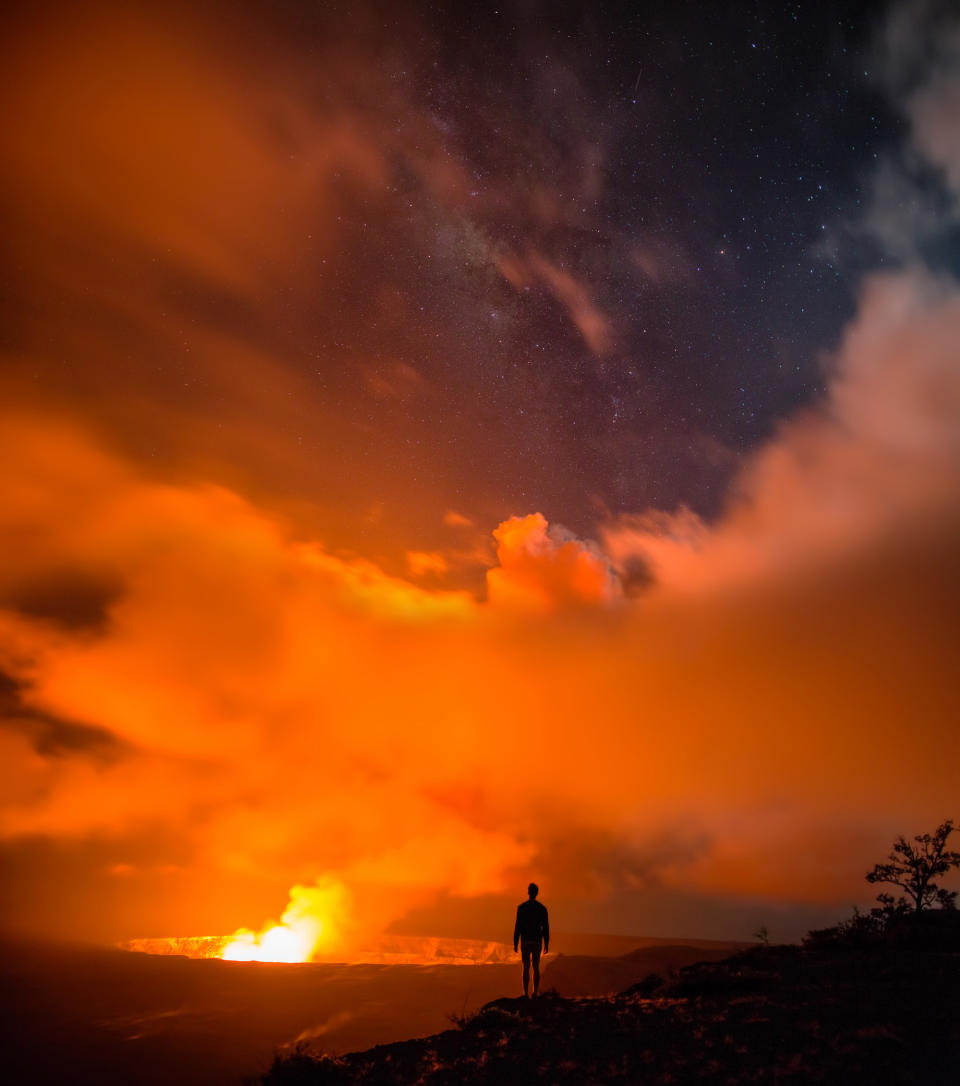 Vulkan-Selfie unterm Sternenhimmel