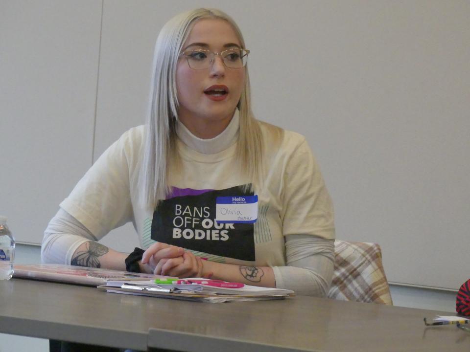 Olivia Oney with Planned Parenthood Advocates of Ohio spoke at the reproductive justice panel discussion hosted by the Chillicothe-Ross League of Women Voters on March 28, 2023.