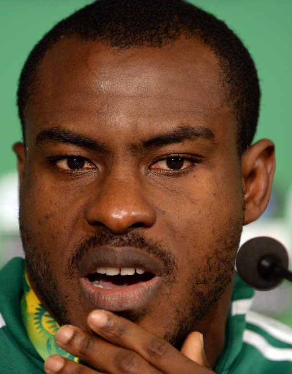 Nigeria goalkeeper Vincent Enyeama gives a press conference in Belo Horizonte, Brazil on June 16, 2013. Nigeria face Tahiti in their Confederations Cup opener