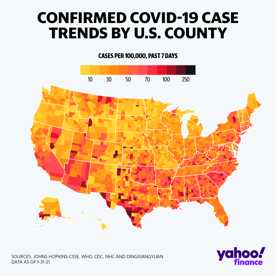 Case trends over the past seven days. (Graphic: David Foster/Yahoo Finance)
