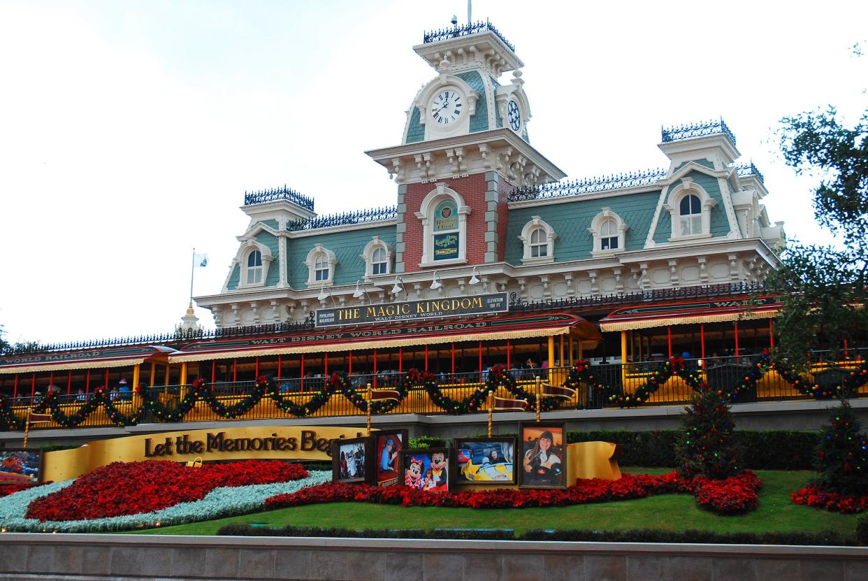 Orlando, FL, USA December 26, 2012 A historic train station in Orlando Florida is decorated for the Christmas holidays