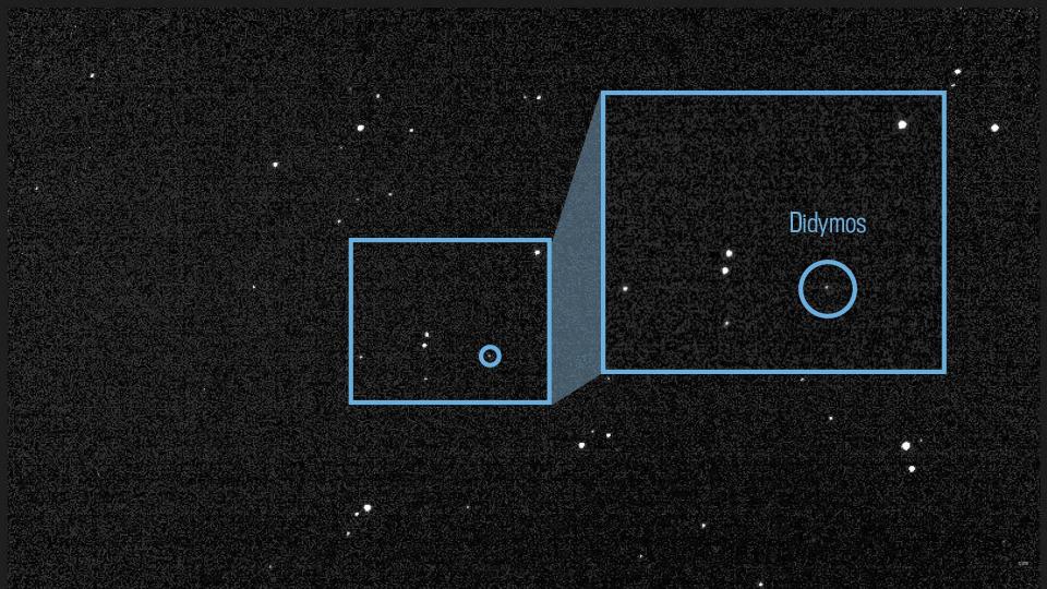 This image of the light from asteroid Didymos and its orbiting moonlet Dimorphos is a composite of 243 images taken by the Didymos Reconnaissance and Asteroid Camera for Optical navigation (DRACO) on July 27, 2022.