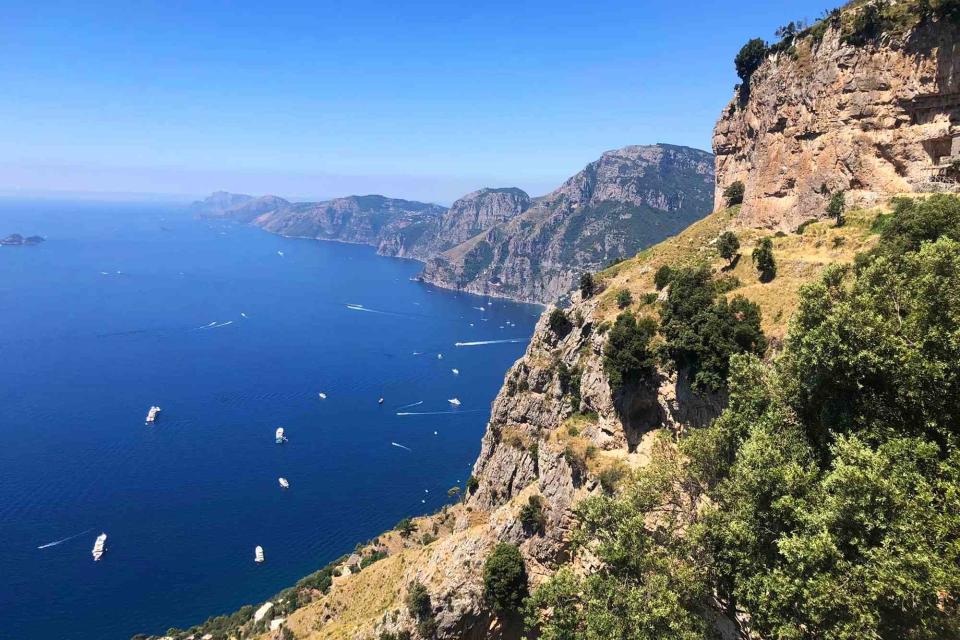 <p>Courtesy of IC Bellagio</p> A view from the Path of the Gods hiking trail, on the Amalfi Coast.