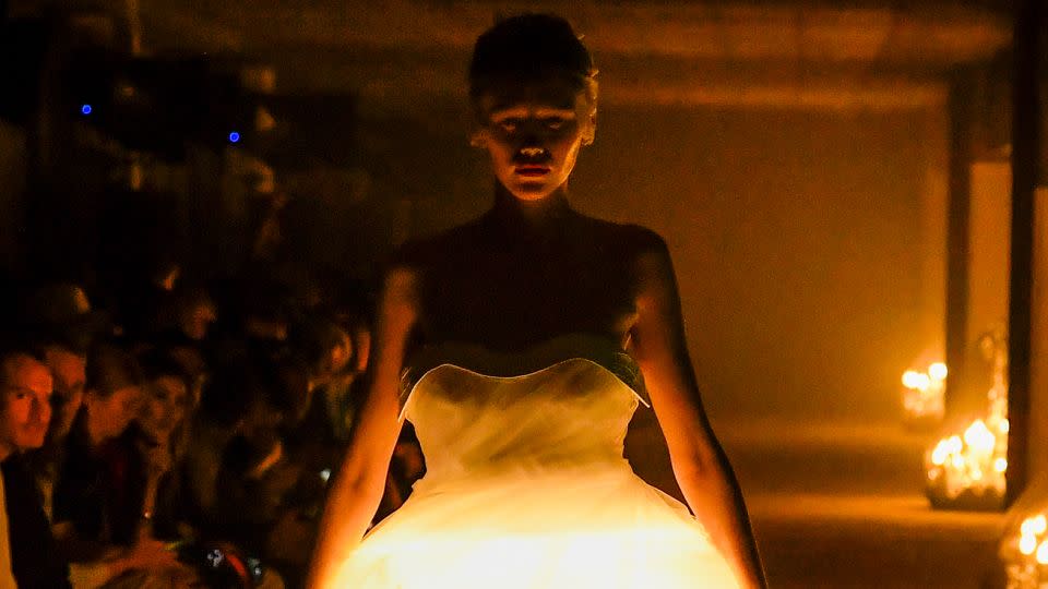 The otherworldly "terrarium" dresses, filled with flowers and butterflies, were part of the finale at Undercover's runway show in September. - Victor VIRGILE/Gamma-Rapho/Getty Images