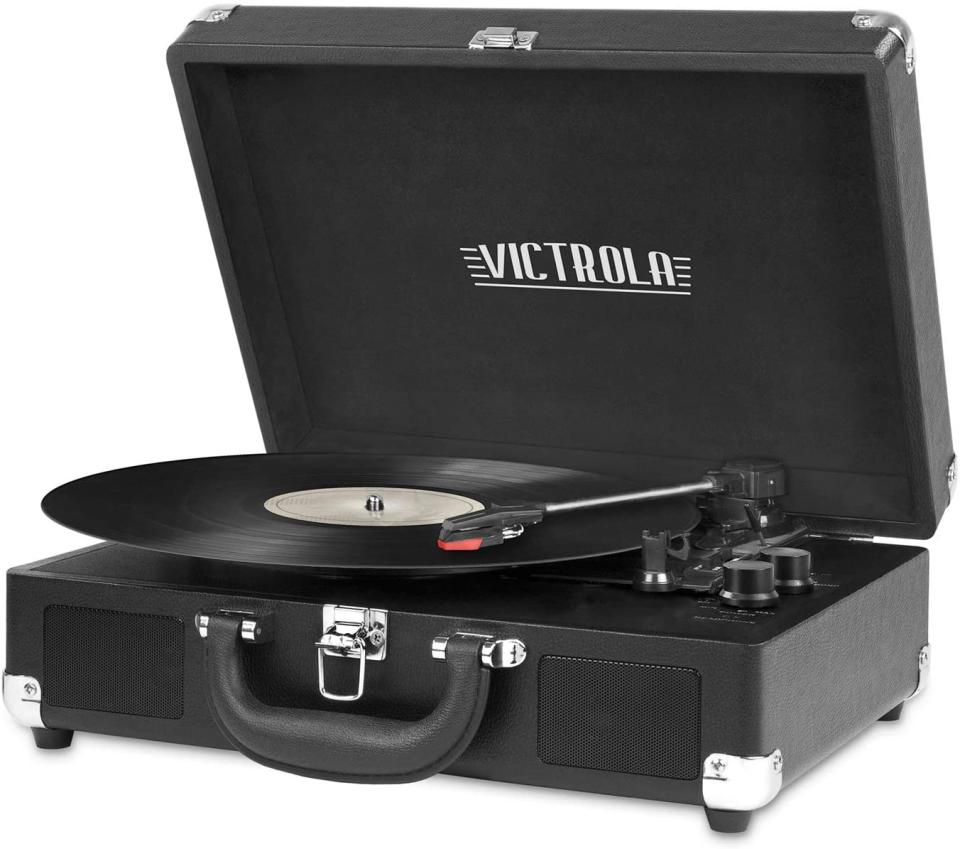 Victrola Vintage 3-Speed Bluetooth Portable Suitcase Record Player with Built-in Speakers