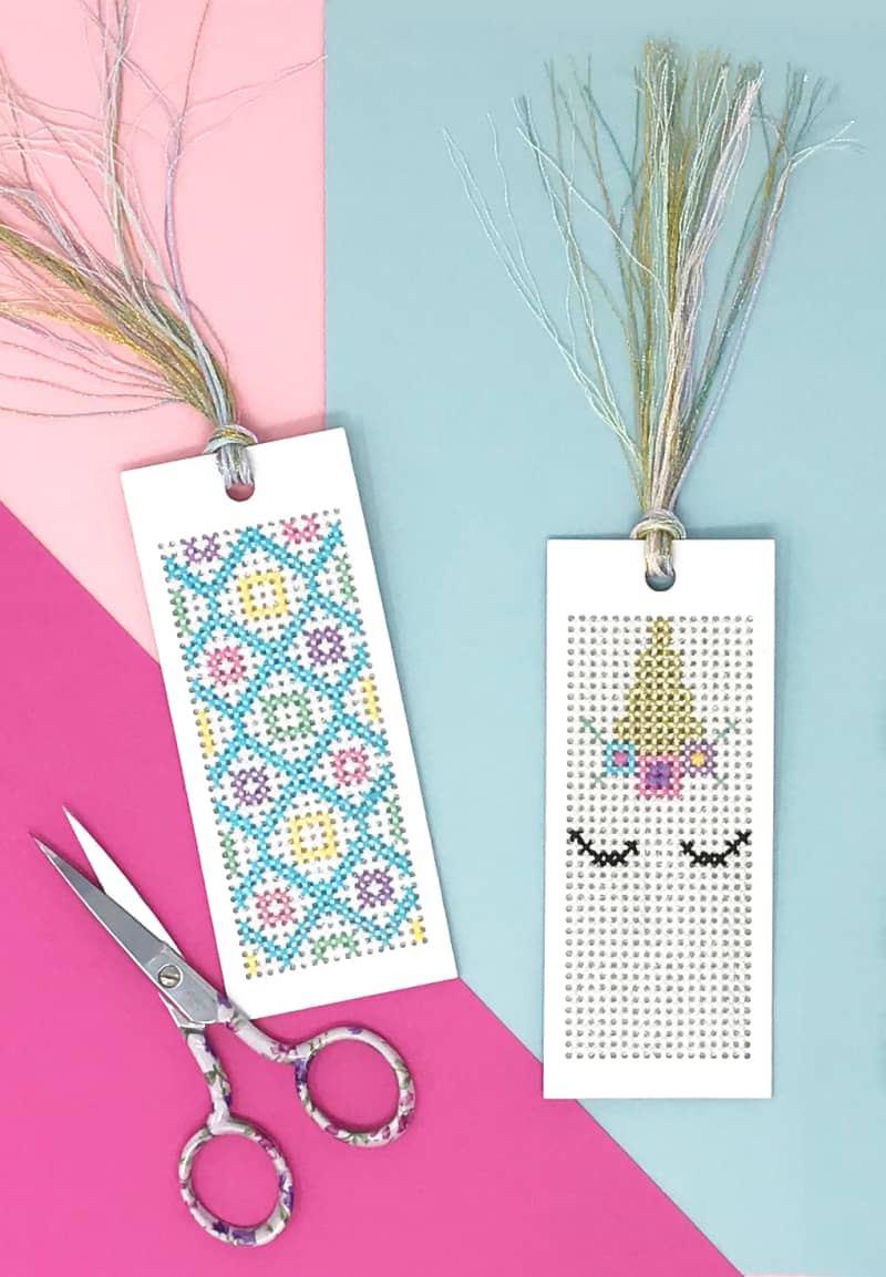 Two colorful bookmarks with bright designs