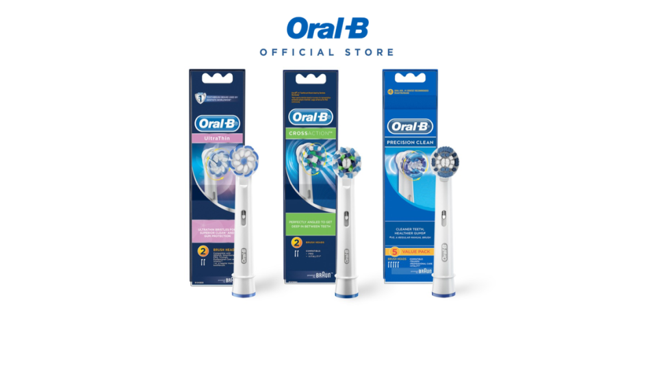 Oral-B Electric Toothbrush Refills Brush Heads - Precision Clean / Cross Action / Ultrathin Assorted. (Photo: Shopee SG)