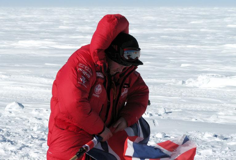 Britain's Prince Harry, patron of Team UK in the South Pole Allied Challenge 2013 expedition, making final preparations on day one of the challenge on December 1, 2013, is this photo by Walking with the Wounded