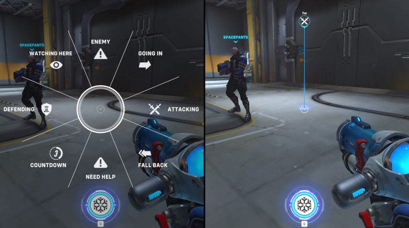 Overwatch 2's ping mechanic.