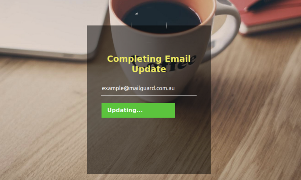 Completing email update scam window