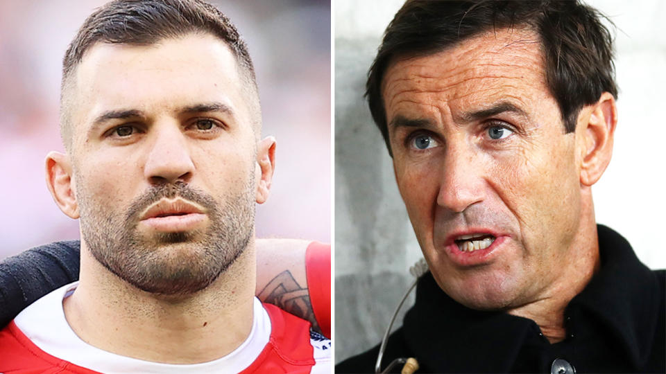 Andrew Johns, pictured here alongside James Tedesco.