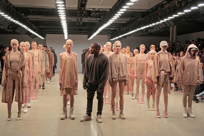 GettyImages 488589090 NEW YORK, NY - SEPTEMBER 16: Kanye West poses during the finale of Yeezy Season 2 during New York Fashion Week at Skylight Modern on September 16, 2015 in New York City. (Photo by Randy Brooke/Getty Images for Kanye West Yeezy)