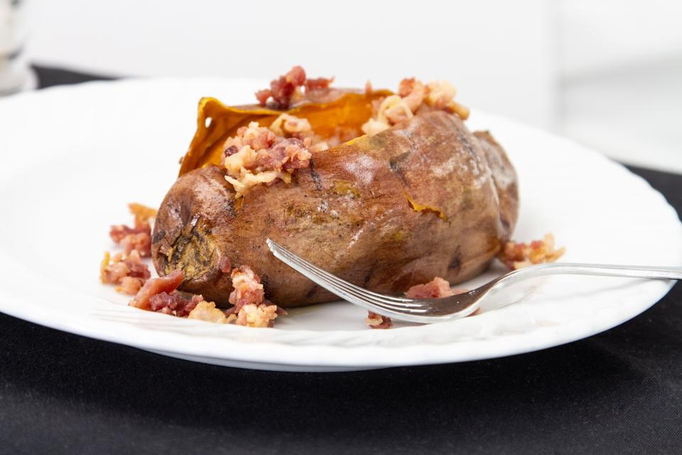 Loaded Sweet Potato Topped with Maple Cinnamon Butter with Applewood Bacon  (Orbit)