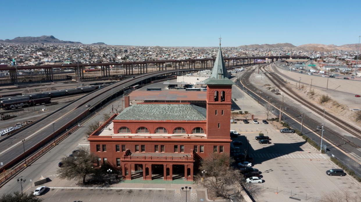 The historic Union Depot site could be the location for the long-delayed multipurpose cultural and performing arts. The Union Depot was photographed with a drone in Feb. 2024.