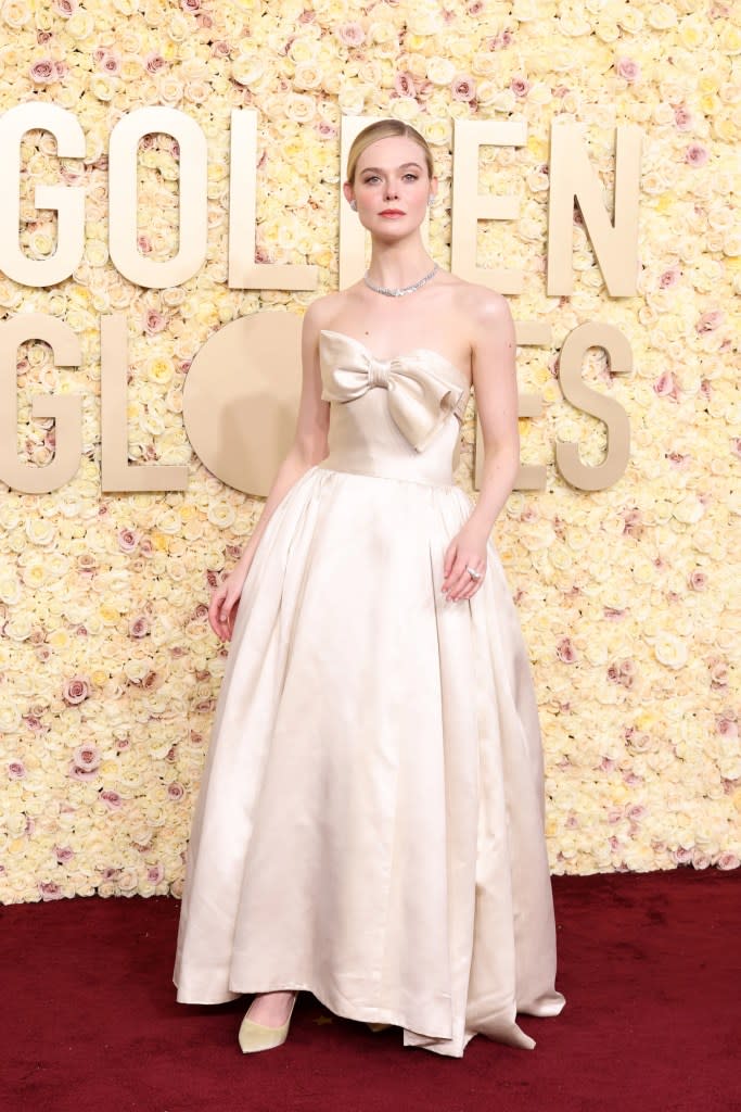 Elle Fanning attends the 81st Annual Golden Globe Awards at The Beverly Hilton on January 07, 2024 in Beverly Hills, California.