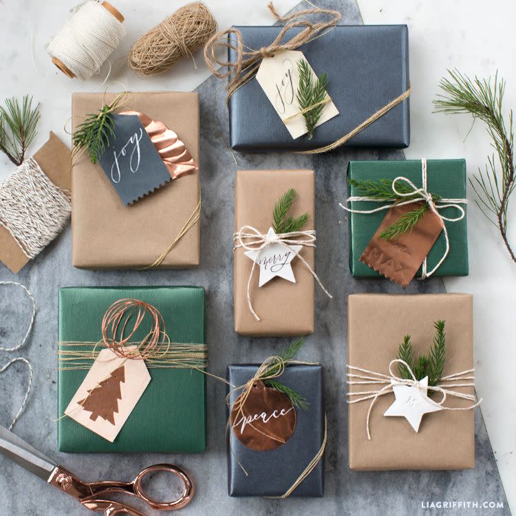 Use Greenery in Your Gift Wrap