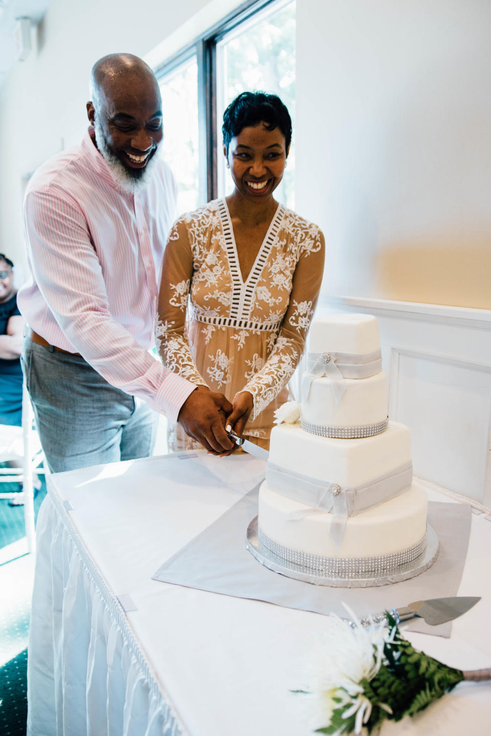 Anthony and Dajuana Mayers celebrating at their vow renewal ceremony. (Photo: Catherine Rogers)